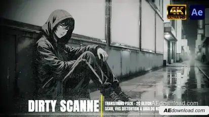 20-Dirty Scanner Transitions Pack – Glitch Scanlines, VHS Noise & Distortion FX Elements template preview