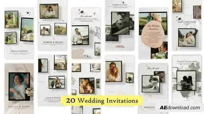 20 Glamorous Wedding Invitation Reels and Stories Video Displays template preview