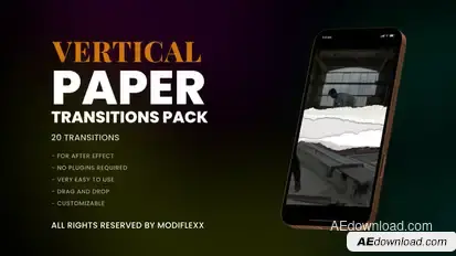 20 Vertical Paper Style Transition Pack Elements template preview