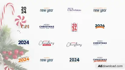 2024 Merry Christmas | Happy New Year Titles Elements template preview