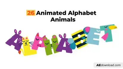 26 Animated Alphabet Animals Elements template preview