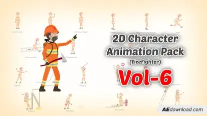 2D character Animation Pack Vol 6 (firefighter) Product Promo template preview