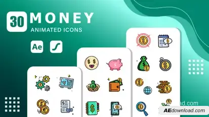 30 Money Animated Icons | After Effects Template & Lottie Animation Elements template preview