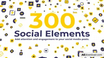 300 Social Elements | After Effects Elements template preview