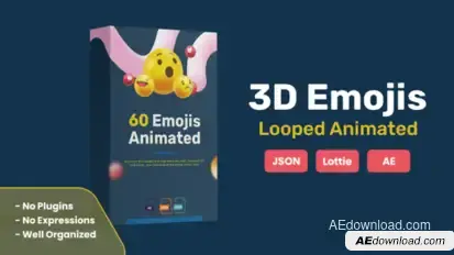 3D Animated Emojis with Looping animations , Json and Lottie files included Elements template preview
