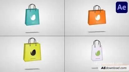 3D Animated Shopping Bags for After Effects Logo Stings template preview