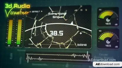 3D Audio Visualizer - Broken VU Display Elements template preview