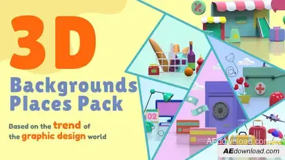 3D Backgrounds and Places Pack for Animated Presentation Video Displays template preview