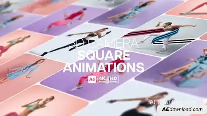 3D Camera Square Animations Video Displays template preview
