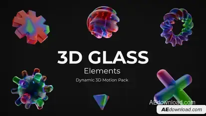 3D Glass Colorful Elements – Vibrant Transparent Shapes Pack Elements template preview