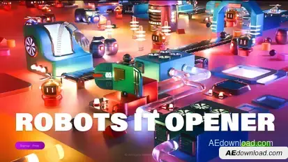 3D Glitch Animation AI Colorful Robots IT Opener Openers template preview