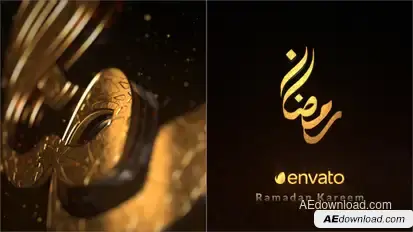 3D Gold Ramadan Kareem Logo Intro Logo Stings template preview