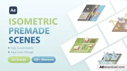 3D Isometric Scenes Video Displays template preview