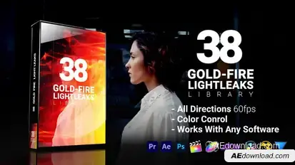 3D Light Leaks - Gold Fire Elements template preview