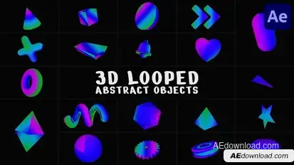 3D Looped Abstract Objects for After Effects Elements template preview