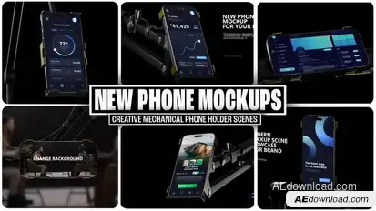 3D Mechanical Phone Stand Mockup – Modern Mobile Device Display Kit Product Promo template preview