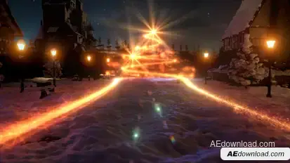 3D Merry Christmas Scene Intro Logo Stings template preview
