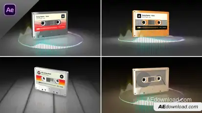 3D Music Cassette with Audio Spectrum Visualizer Elements template preview