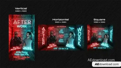 3D Neon Instagram Stories Video Displays template preview