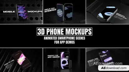 3D Phone Mockups Animated Smartphone Scenes for App Demos Product Promo template preview
