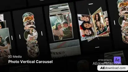 3D Photo Vertical Carousel After Effects Project Files Video Displays template preview