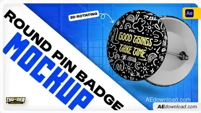 3D Rotating Round Pin Badge Mockup Video Product Promo template preview