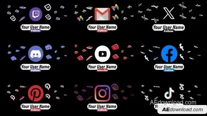 3D Social Media Lower Thirds Elements template preview