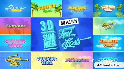 3D Summer Text Effects Titles template preview