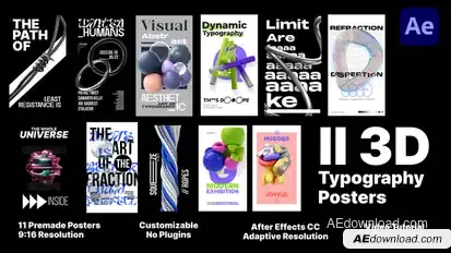 3D Typography Posters Video Displays template preview