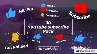 3D YouTube Subscribe Pack Elements template preview