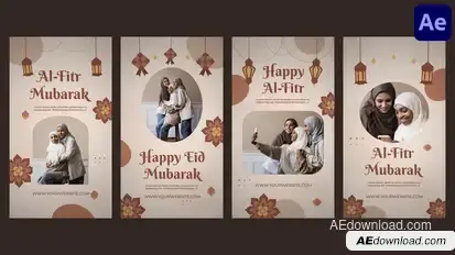 4 in 1 Eid Al-Fitr Instagram Stories Openers template preview