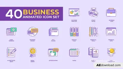 40 Animated Business Icon Set Video Displays template preview
