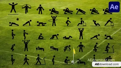 40 Animated Fitness Pictograms | After Effects Elements template preview