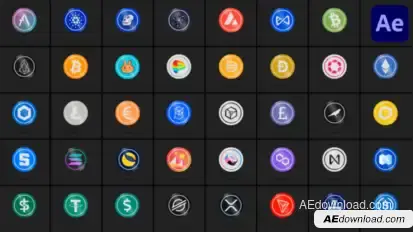 40 Cryptocurrencies for After Effects Elements template preview
