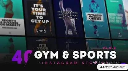 40 GYM & Sports Instagram Story broadcast-packages template preview