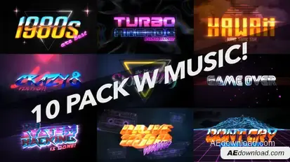 4K 1980s 10 Logo Text Intro Pack Openers template preview