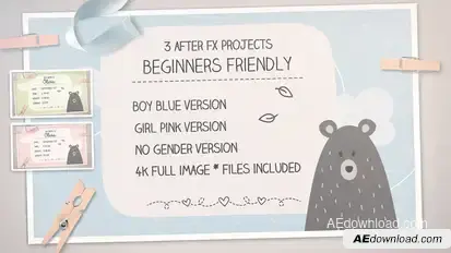 4k Photo Baby Album And Shower Invitation | 3 Templates | Boy Girl And No Gender Colors Versions Video Displays template preview