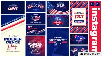 4th of July Independence Day |  Instagram Stories & Posters Elements template preview