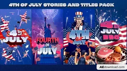 4th of July Titles and Stories Pack Elements template preview