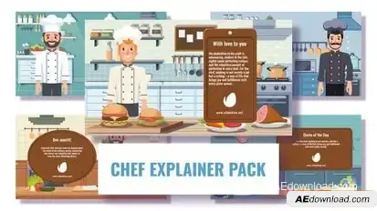 5 Concepts Flat Character Cook in Kitchen Openers template preview
