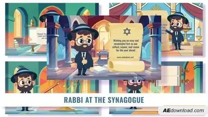5 Concepts Flat Character Rabbi in a Synagogue Openers template preview