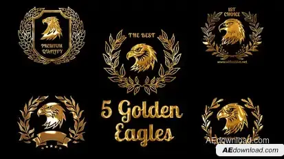 5 Golden Emblems with Eagles Heads Openers template preview