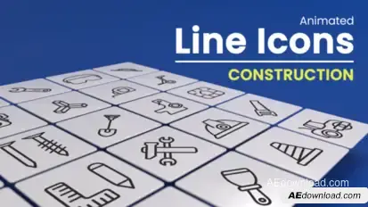 50 Animated Construction Line Icons Infographics template preview