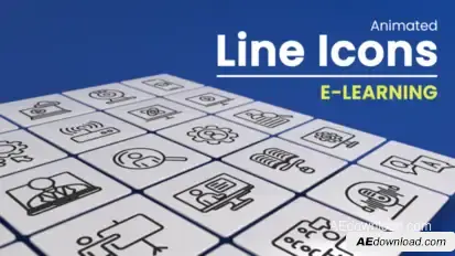 50 Animated E-Learning Line Icons Infographics template preview