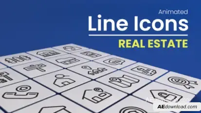 50 Animated Real Estate Line Icons Infographics template preview