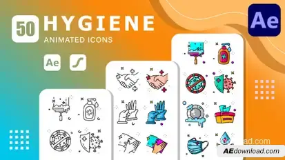 50 Hygiene Icons Pack Animated | After Effects & Lottie Animation Elements template preview
