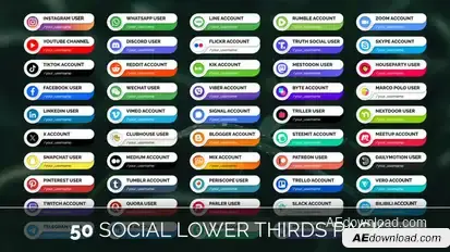 50 Social Media Lower Thirds Pack Elements template preview