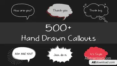 500 Hand Drawn Callouts Pack Titles template preview