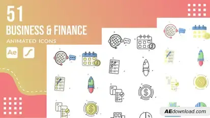 51 Business & Finance animated icons pack | After Effects Template & Lottie Animation Elements template preview