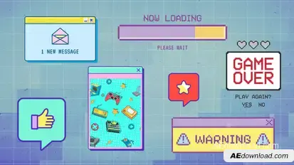 8bit Computer Windows Retro Pixel Interface Part 2 Titles template preview
